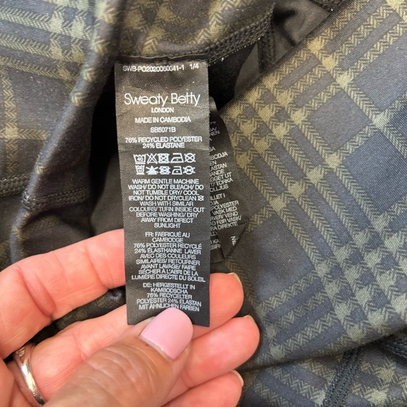 Sweaty Betty Small Super Sculpt Pocket Leggings Green Plaid Full Length - Picture 6 of 10